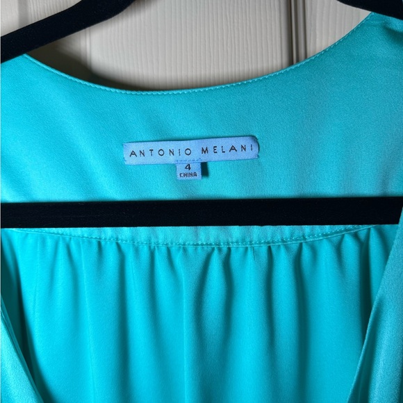 ANTONIO MELANI Turquoise Ruffle Mini Dress - Picture 2 of 5